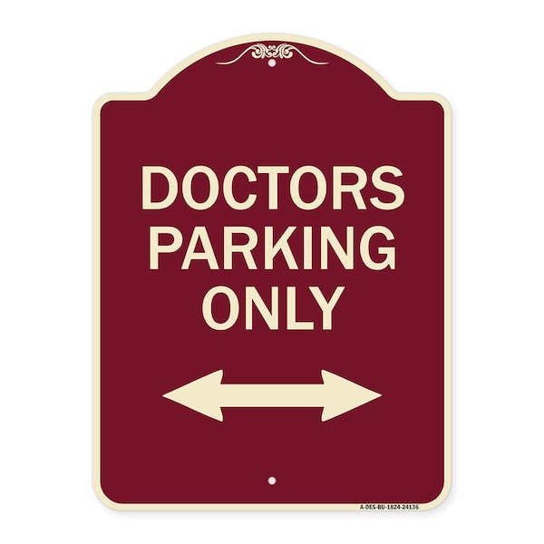 Signmission Doctors Parking W/ Bidirectional Arrow Heavy-Gauge Aluminum Sign, 24" x 18", BU-1824-24136 A-DES-BU-1824-24136 - main